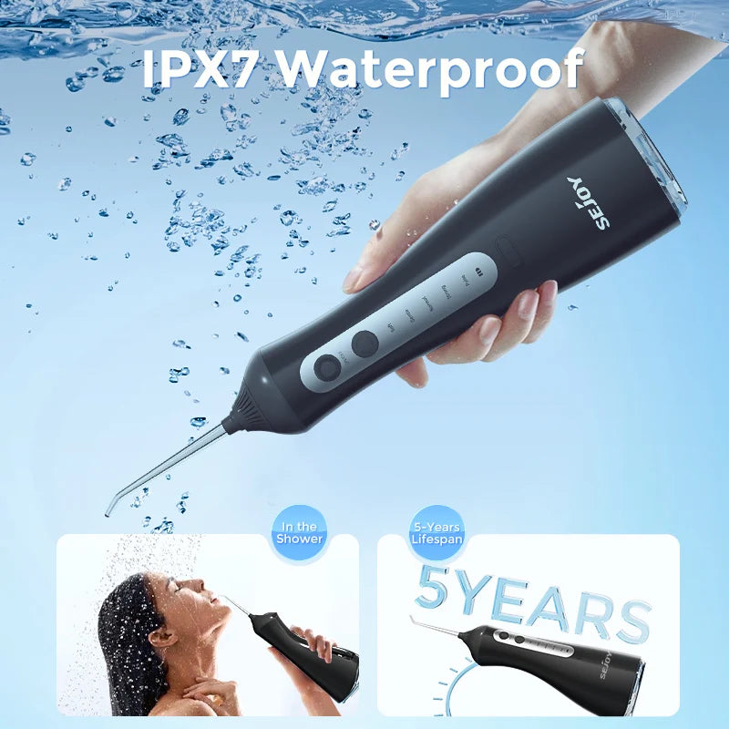 Sejoy Electric Oral Irrigator IPX7 Cordless Water Flosser With 6 Modes