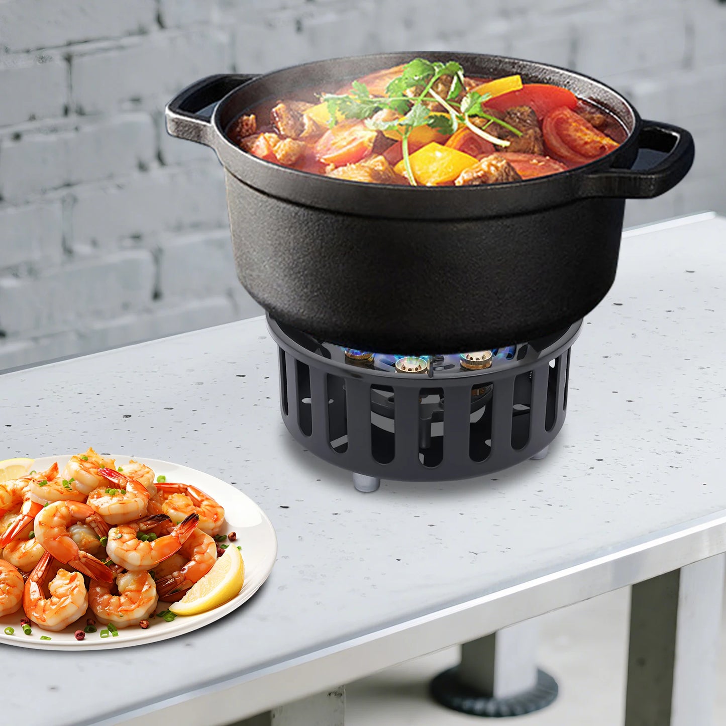 Portable Camping Stove With Three Adapters And Storage Bag