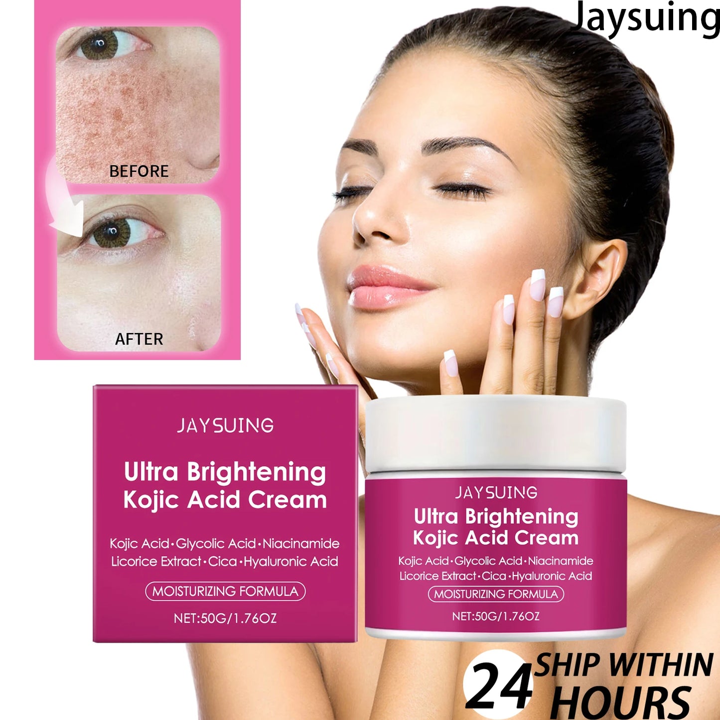 Kojic Acid Brightening Cream With Hyaluronic Acid Moisturizer