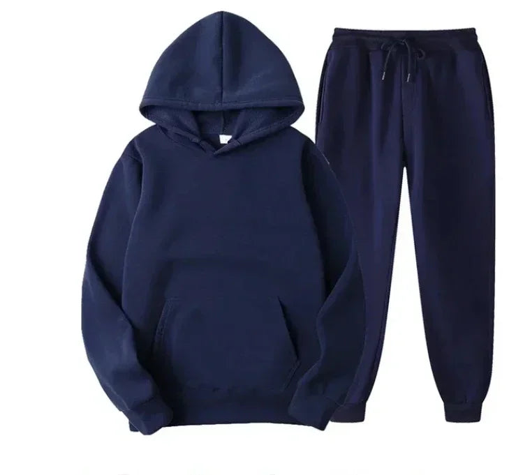 NONECN Velvet Warm Hoodie Jogger Set