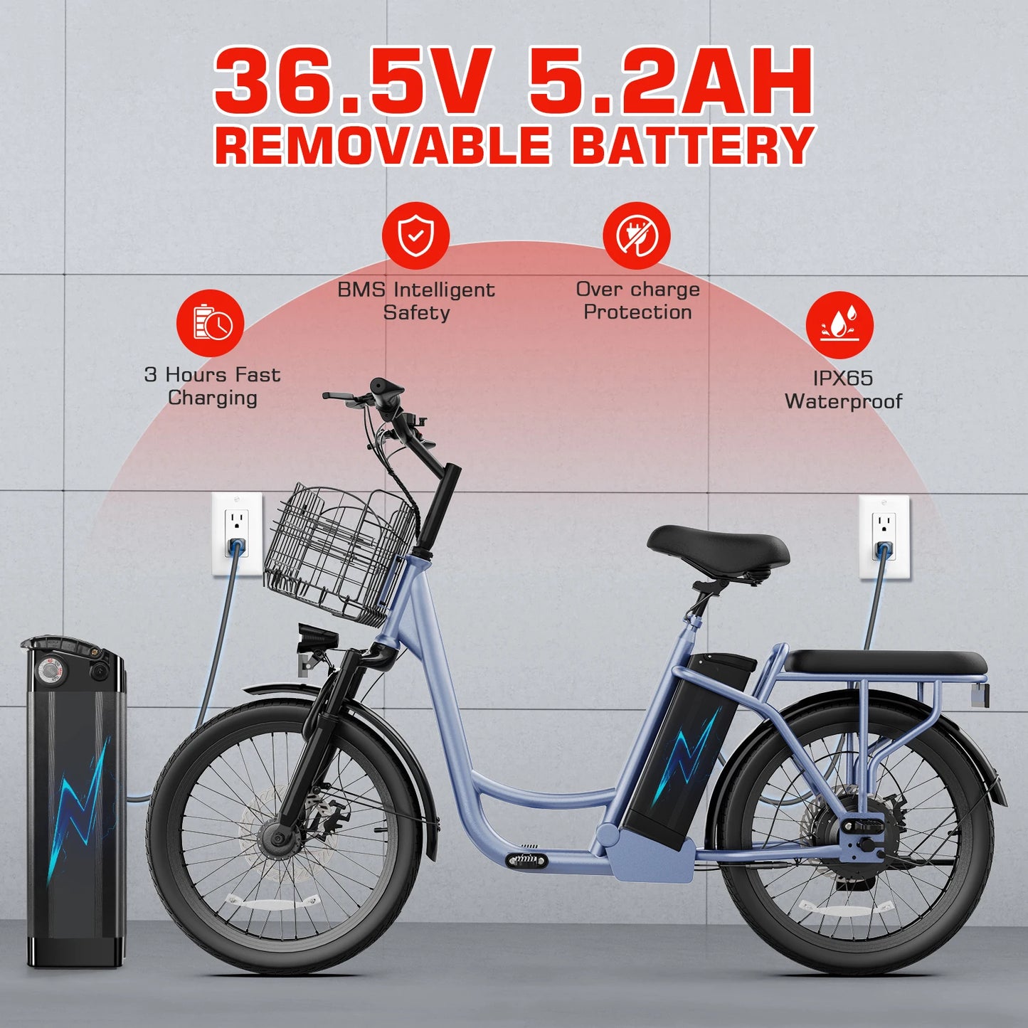 CAROMA Electric Scooter With Seat 48V Removable Battery