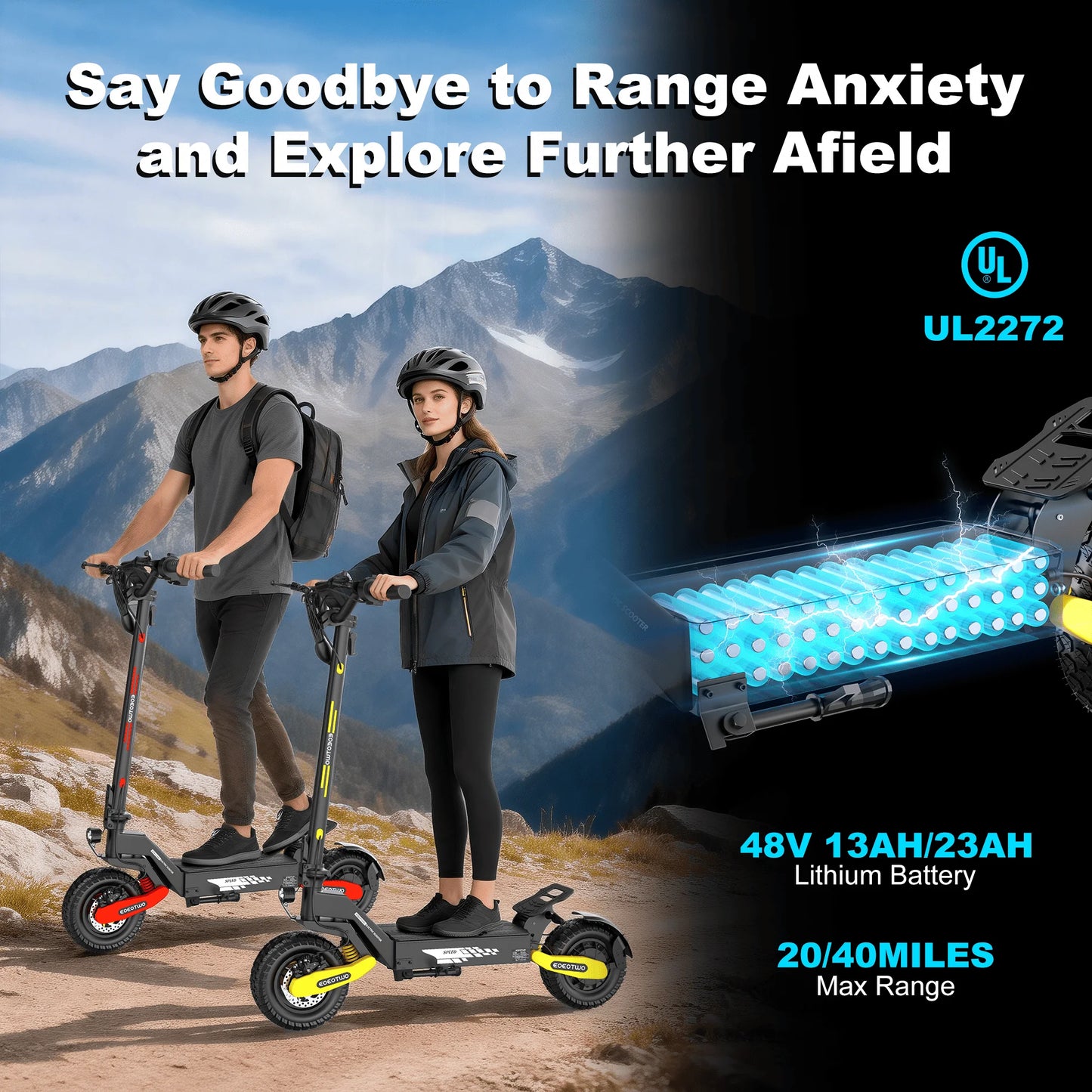 EOEOTWO GT06 Electric Scooter 30 MPH 1200W Dual Suspension