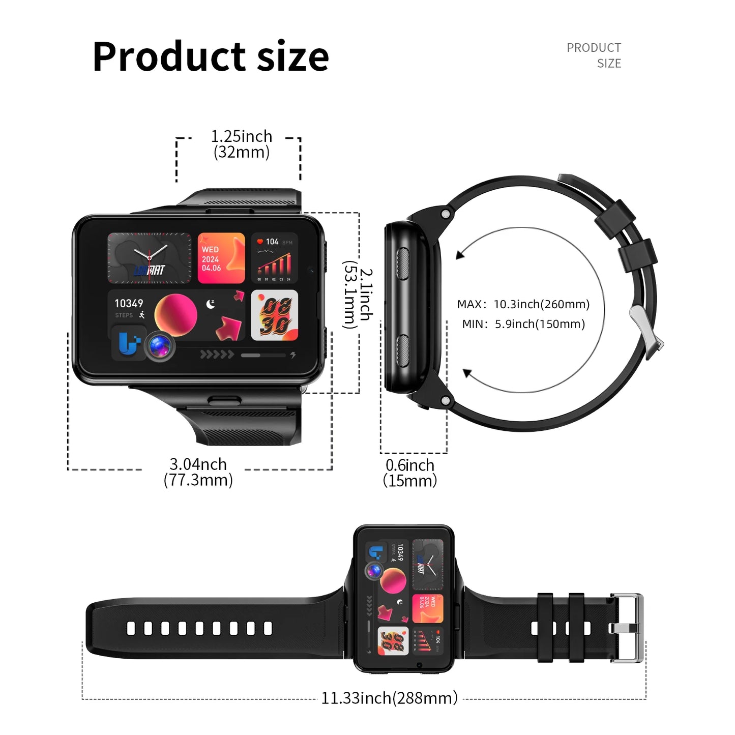 Lokmat Appllp Max Android Smartwatch 4G With Dual Camera