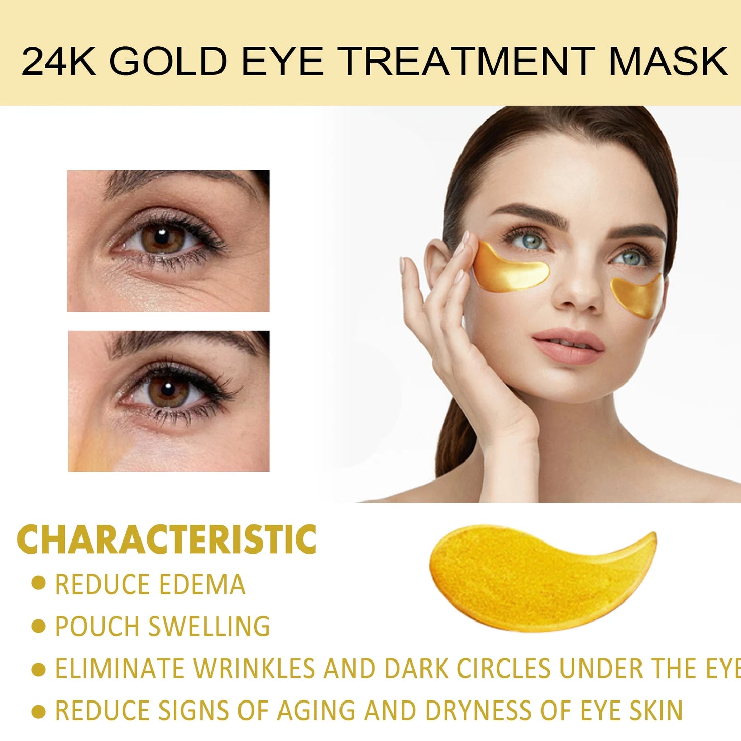 Eelhoe 24K Gold Under Eye Patches Anti Aging Moisturizing