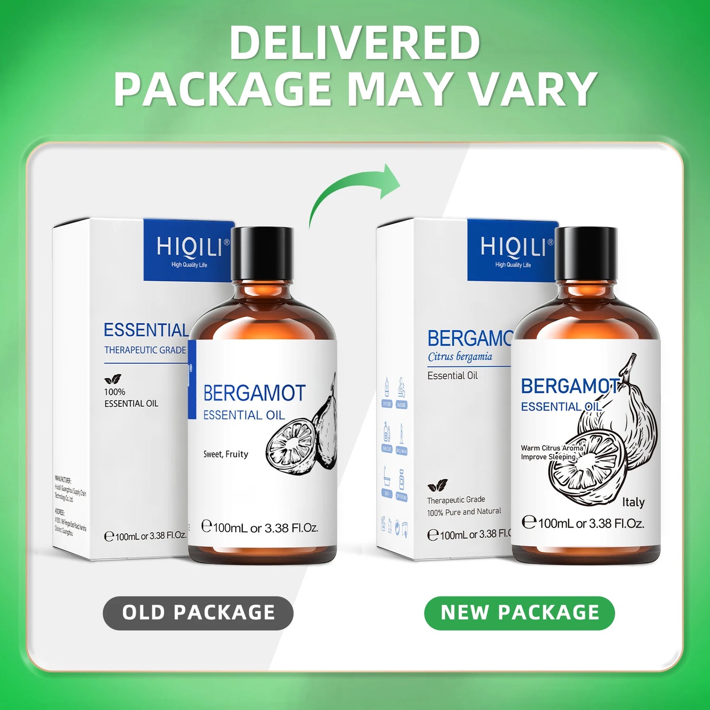 HIQILI Bergamot Essential Oil Pure For Aromatherapy And Diffusers