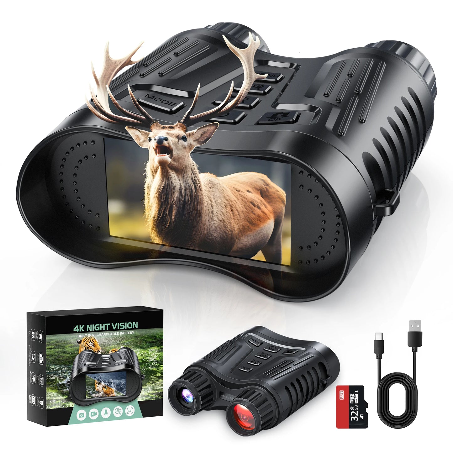 DIYIMINE Night Vision Binoculars With IR Illuminator And Video Recording