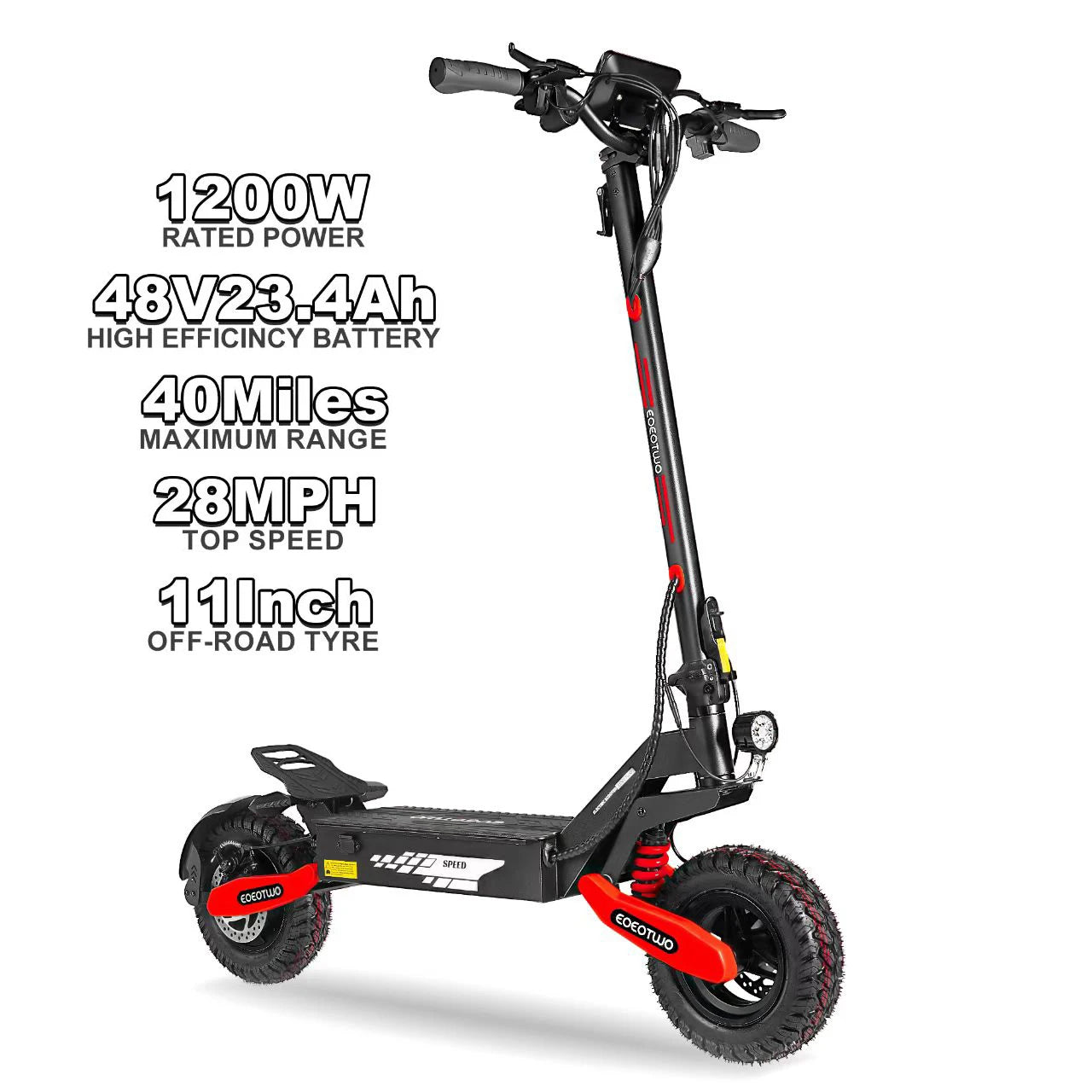 EOEOTWO GT06 Electric Scooter 30 MPH 1200W Dual Suspension