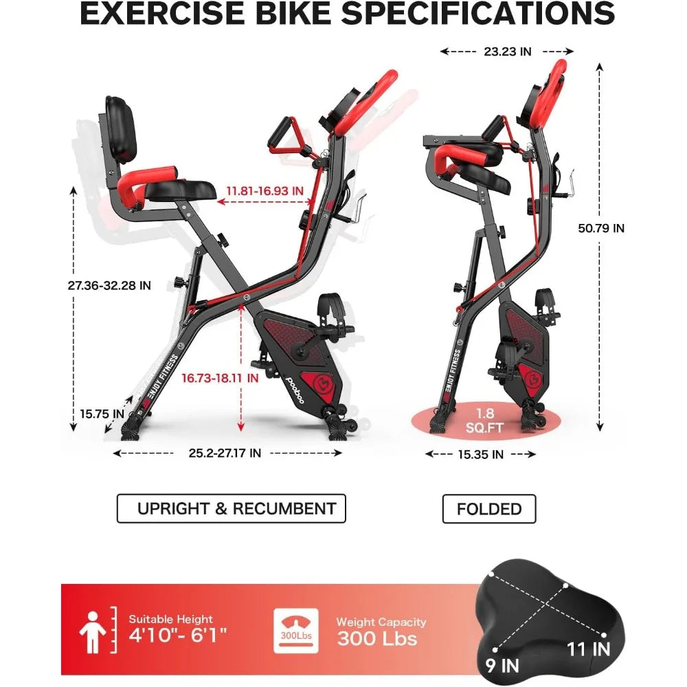Folding Exercise Bike With Back Support Pad For Home Gym