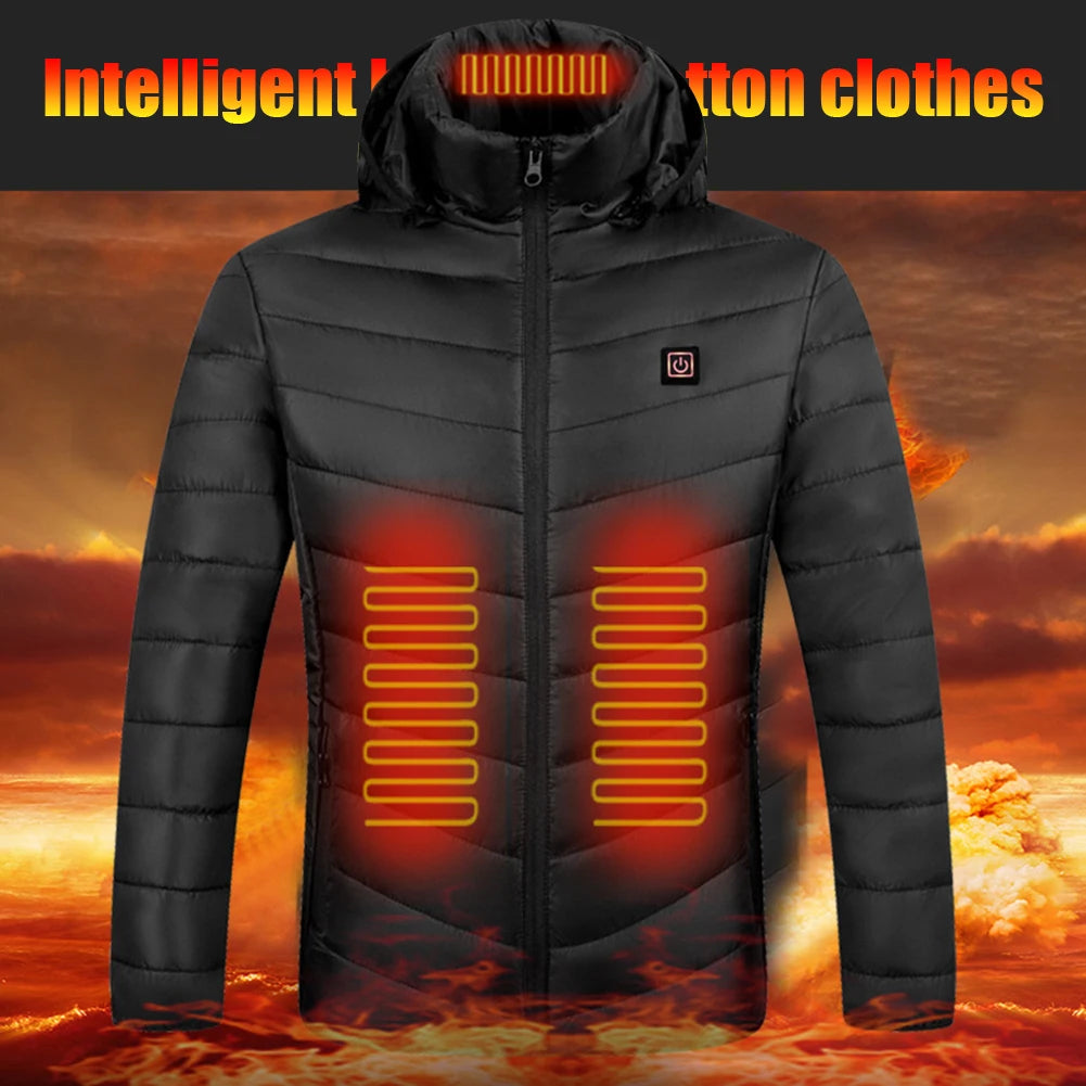 Laimaneicn Electric Hooded Jacket Thermal Winter Waterproof Windproof