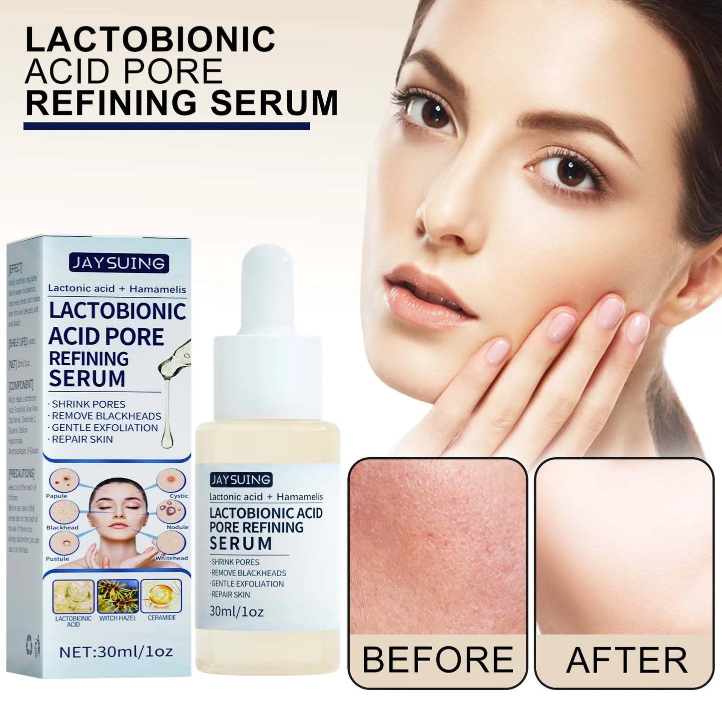 Jaysuing Lactic Acid Serum Exfoliating Pore Refining Hydrating Essence