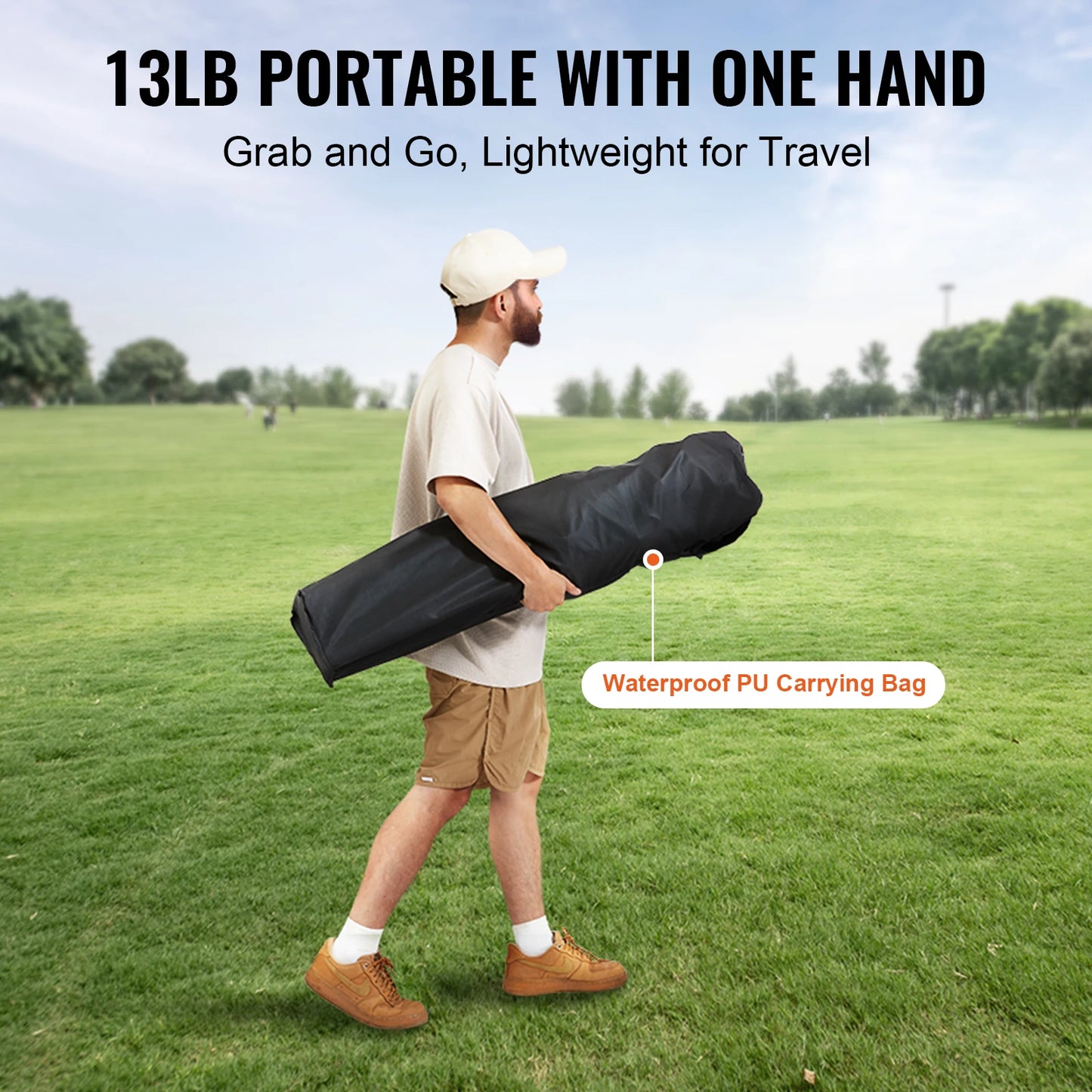 VEVOR Portable Camping Folding Chair With Lumbar Back Support And Side Pockets