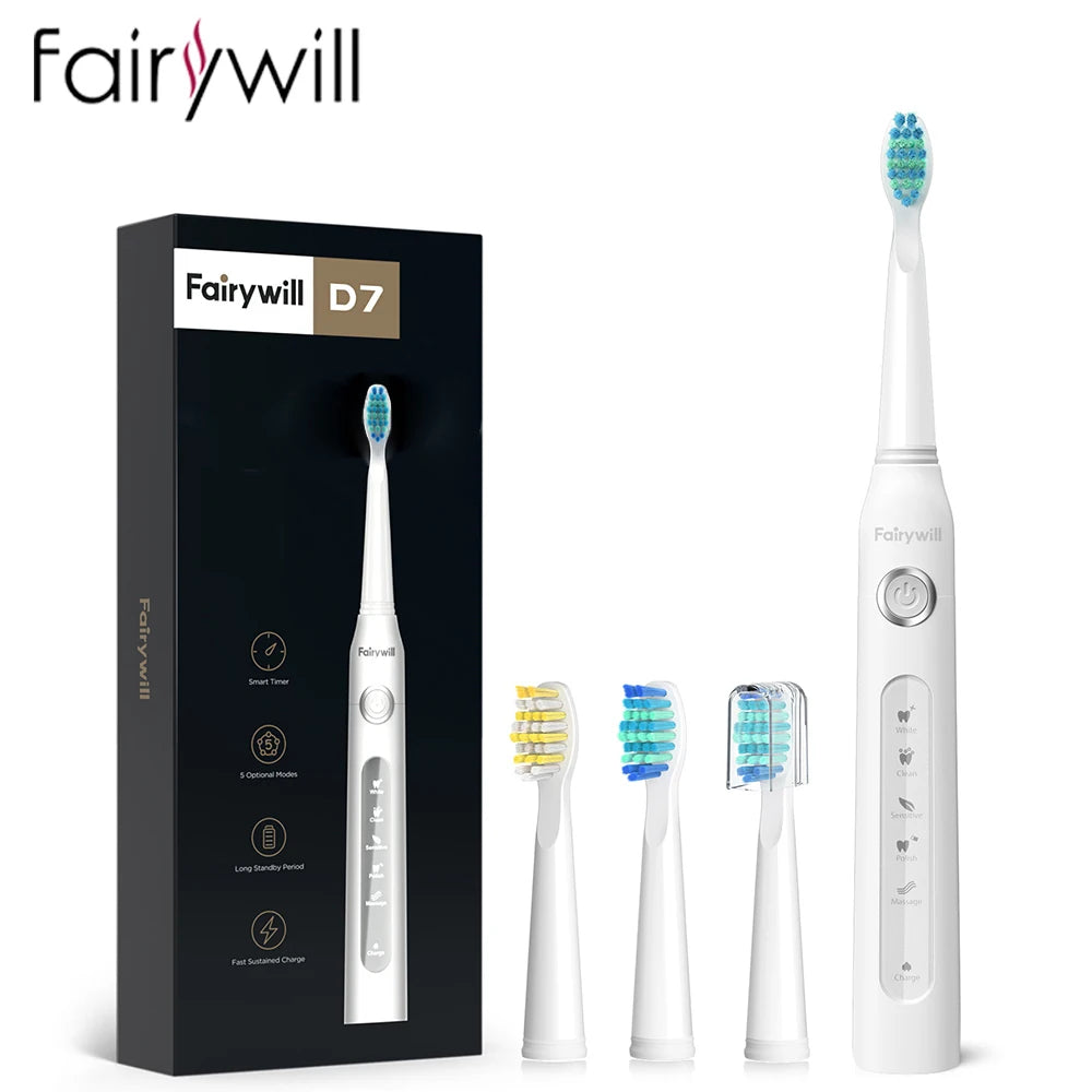 Fairywill FW507 Electric Sonic Toothbrush USB Rechargeable