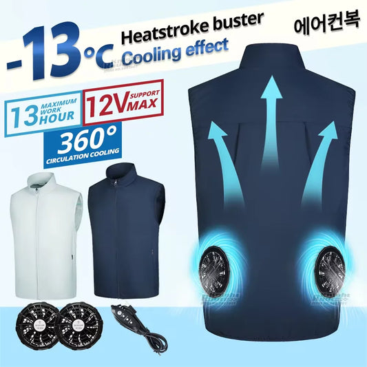 Cooling Ice Fan Vest With 3 Gears Breathable Wearable Climate Control