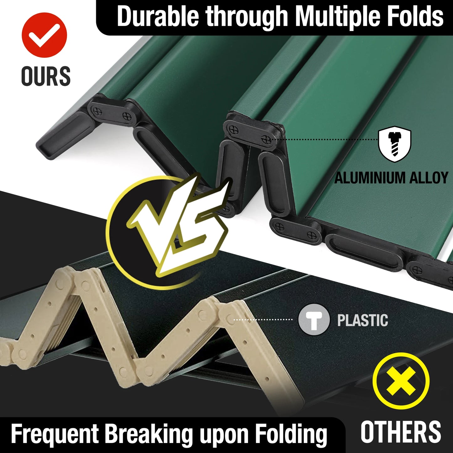 VILLEY Folding Adjustable Camping Square Table With Carry Bag Aluminum