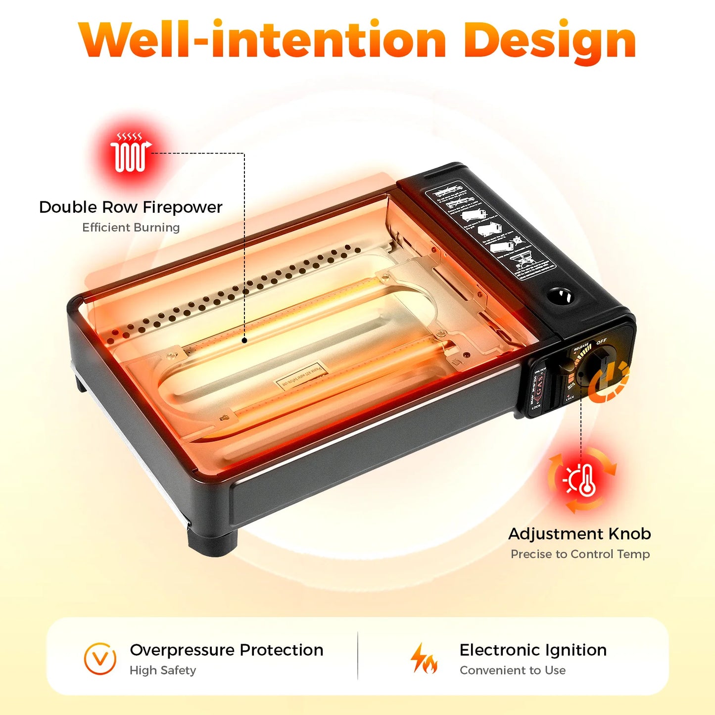 NONE Portable Camping Gas Stove With Ignition For Travel