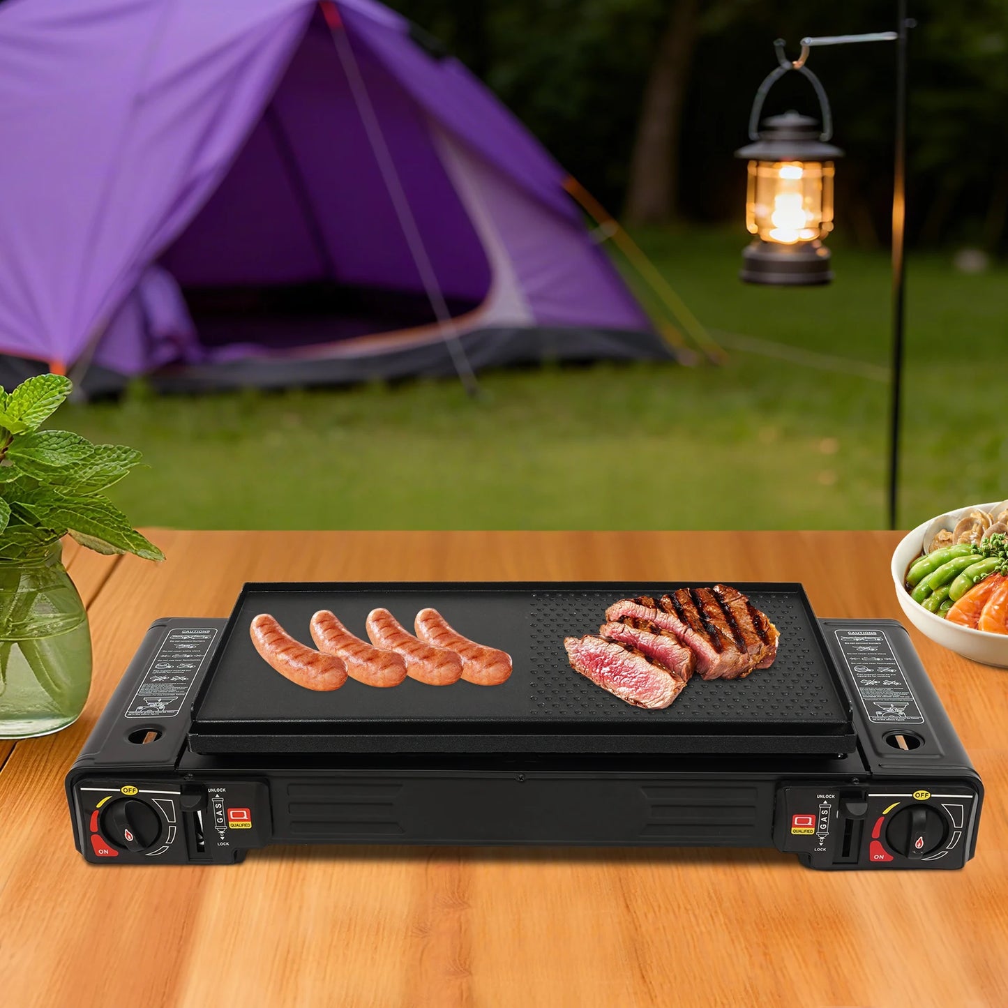 2-Burner Portable Camping Stove Kit With Baking Pan And Case