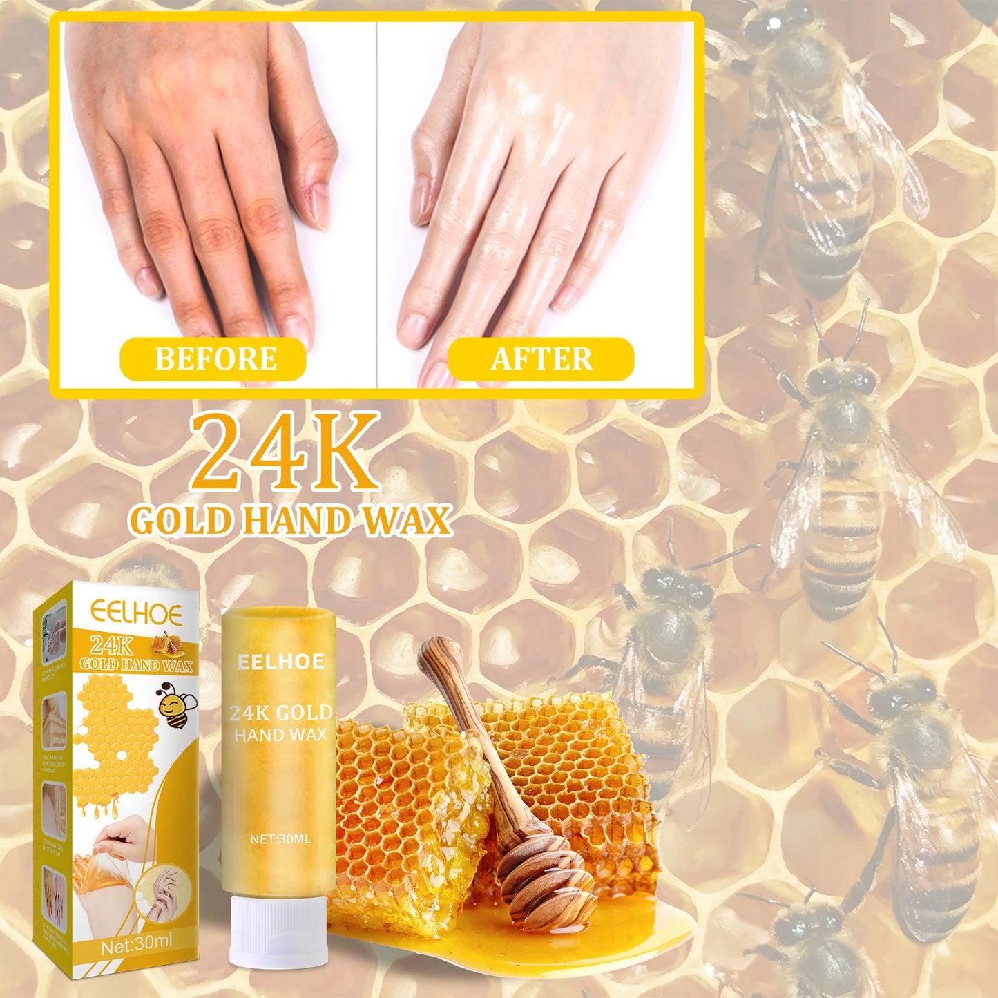 Eelhoe 24k Gold Hand Mask Exfoliating Hydrating Cream