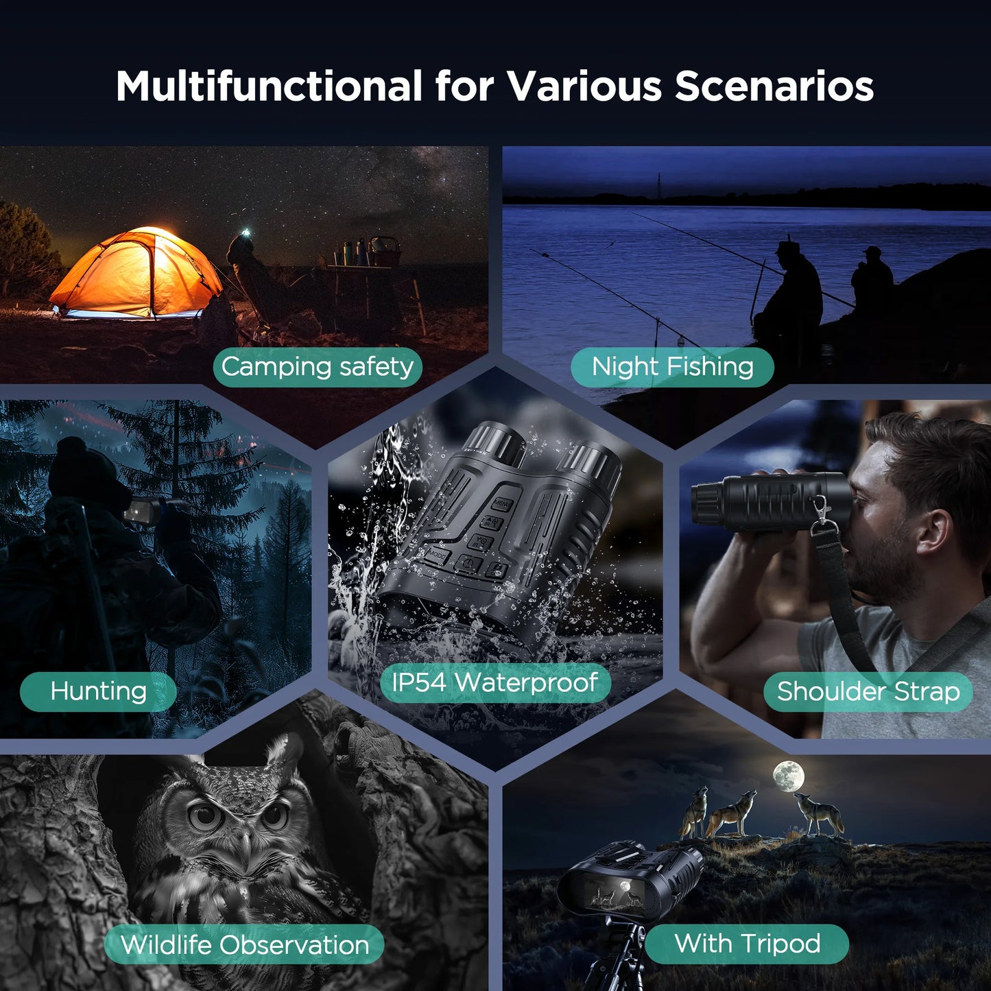 DIYIMINE Night Vision Binoculars With IR Illuminator And Video Recording