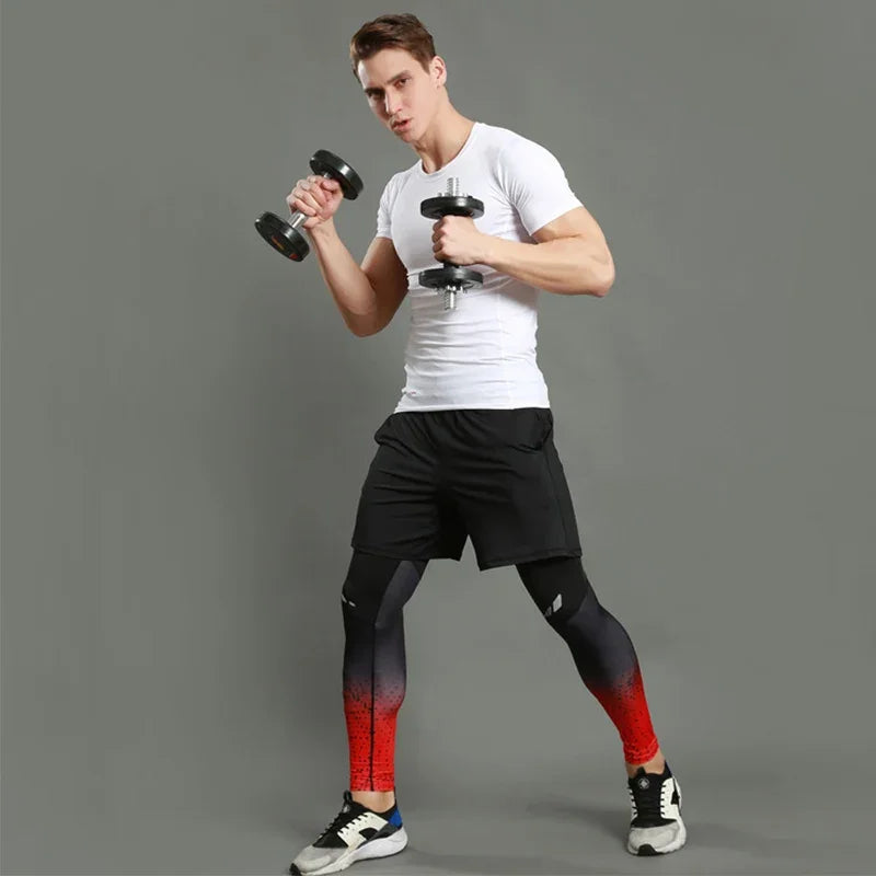 Men's Quick Dry Compression Tights for Running and Gym