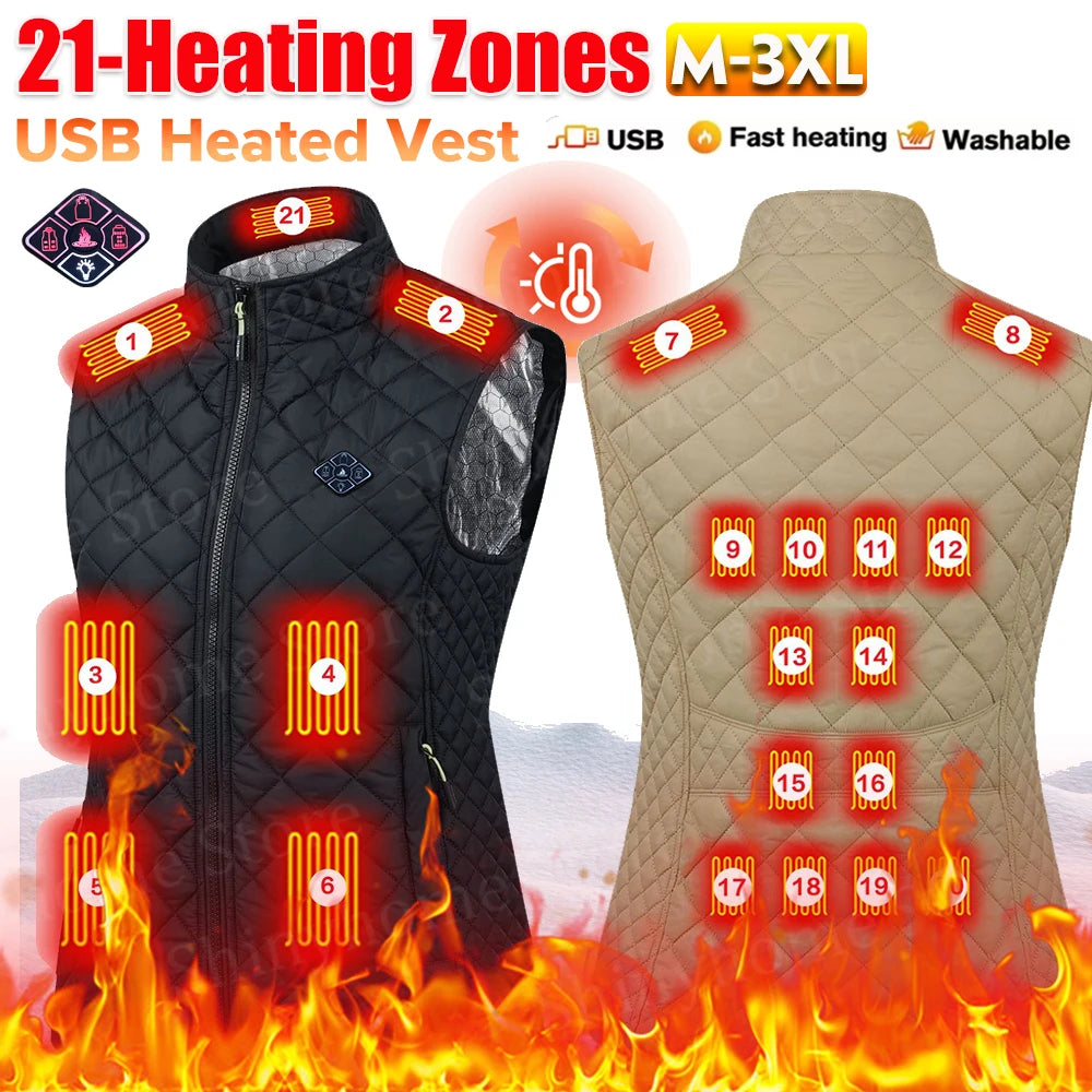 NONECN USB Heated Vest With 21 Heating Zones For Winter