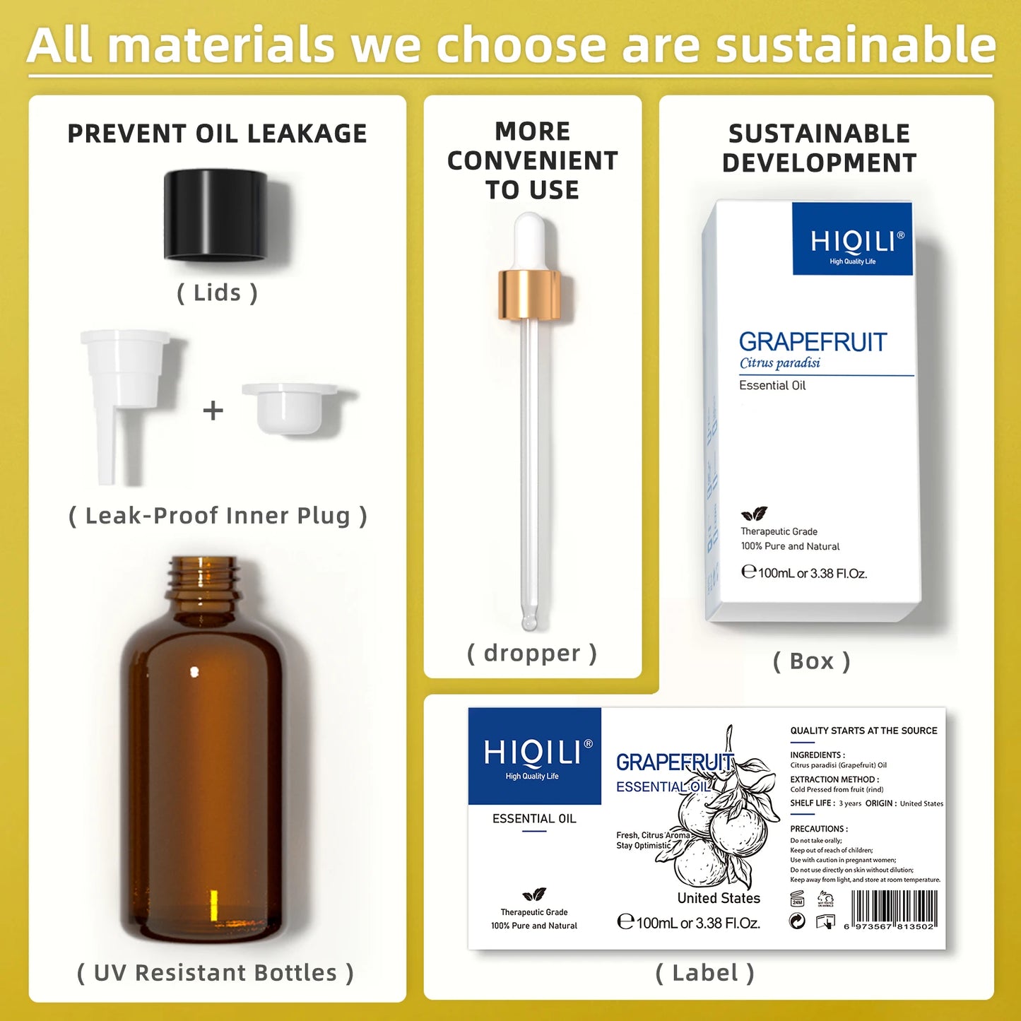 HIQILI Grapefruit Essential Oil for Aromatherapy and Diffusers