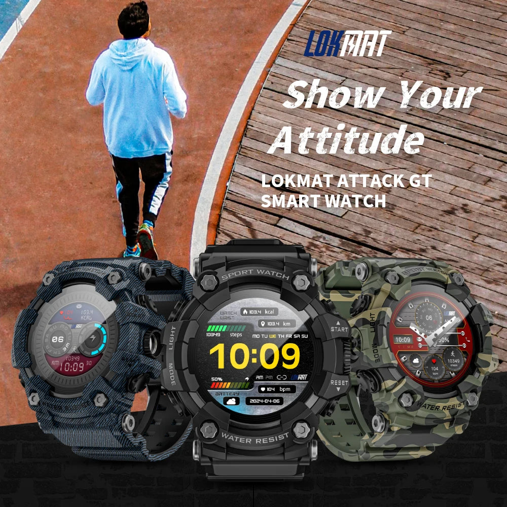 LOKMAT Attack-GT Rugged Sport Smartwatch With Bluetooth Calls