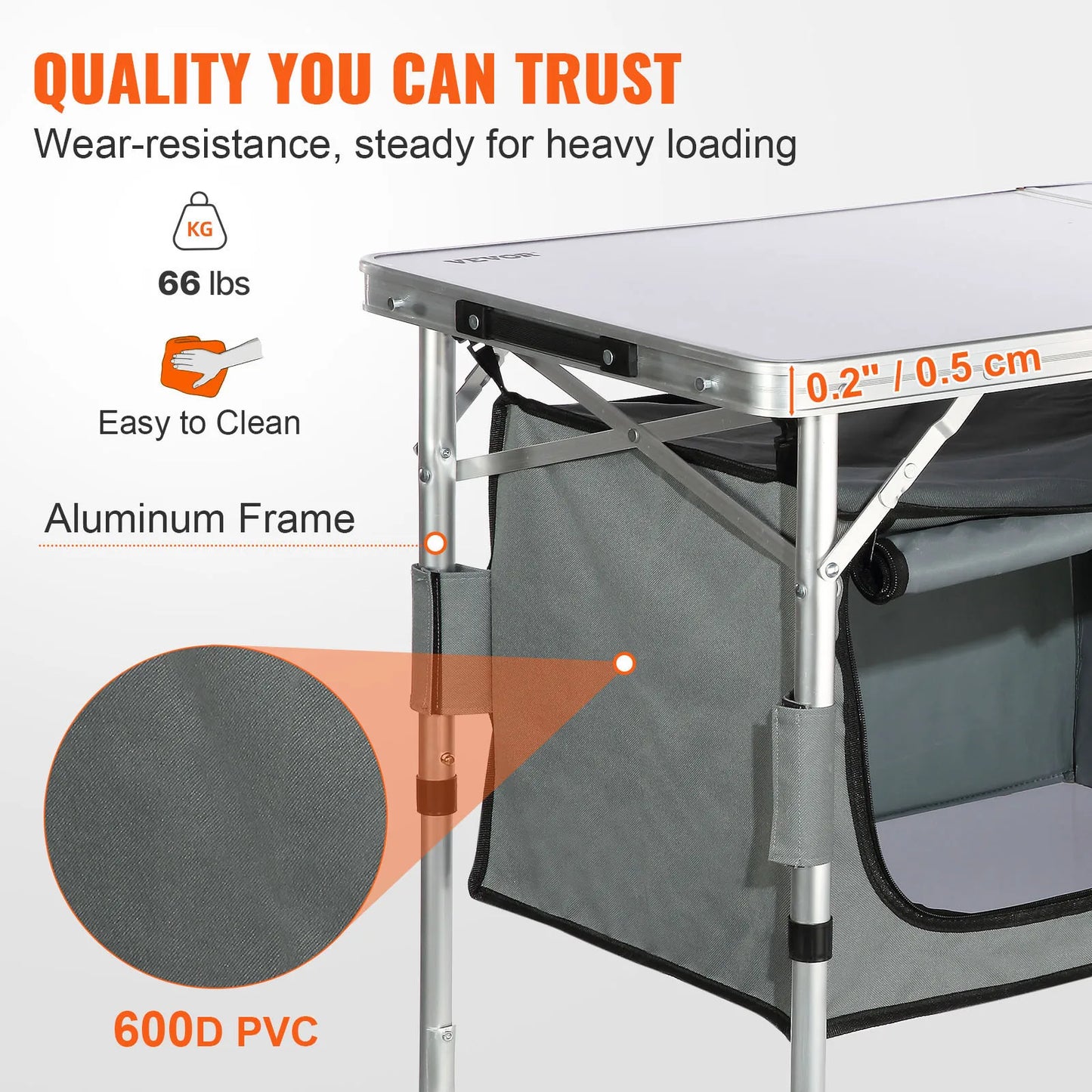 VEVOR Outdoor Camping Kitchen Table Folding Quick Setup