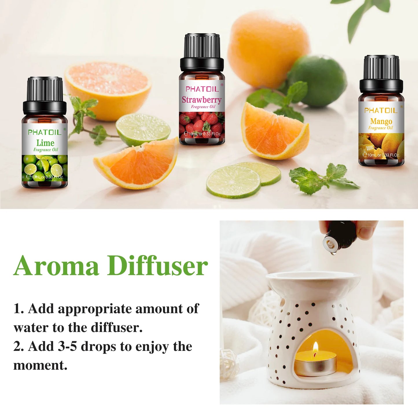 PHATOIL Fruit Fragrance Essential Oils Gift Set With Assorted Flavors