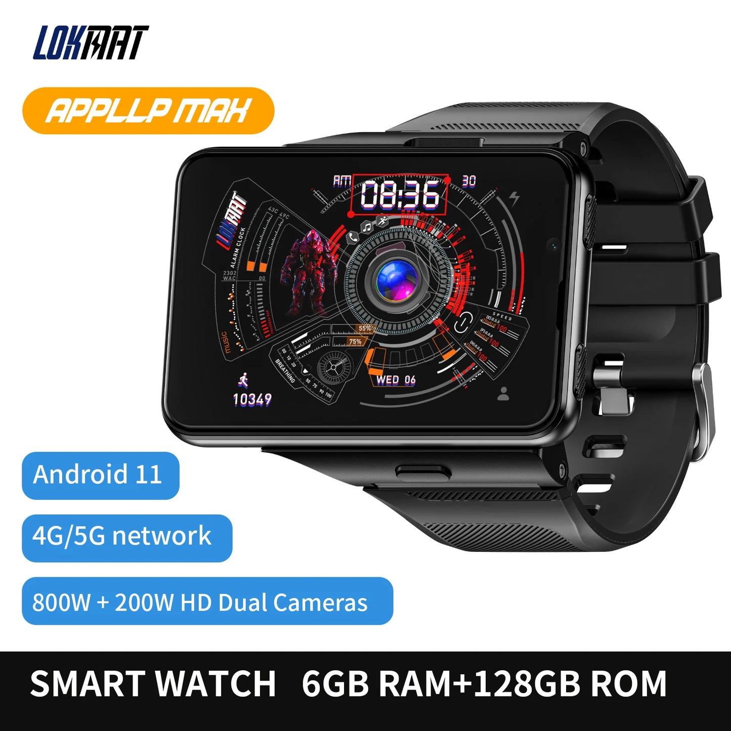 Lokmat Appllp Max Android Smartwatch 4G With Dual Camera