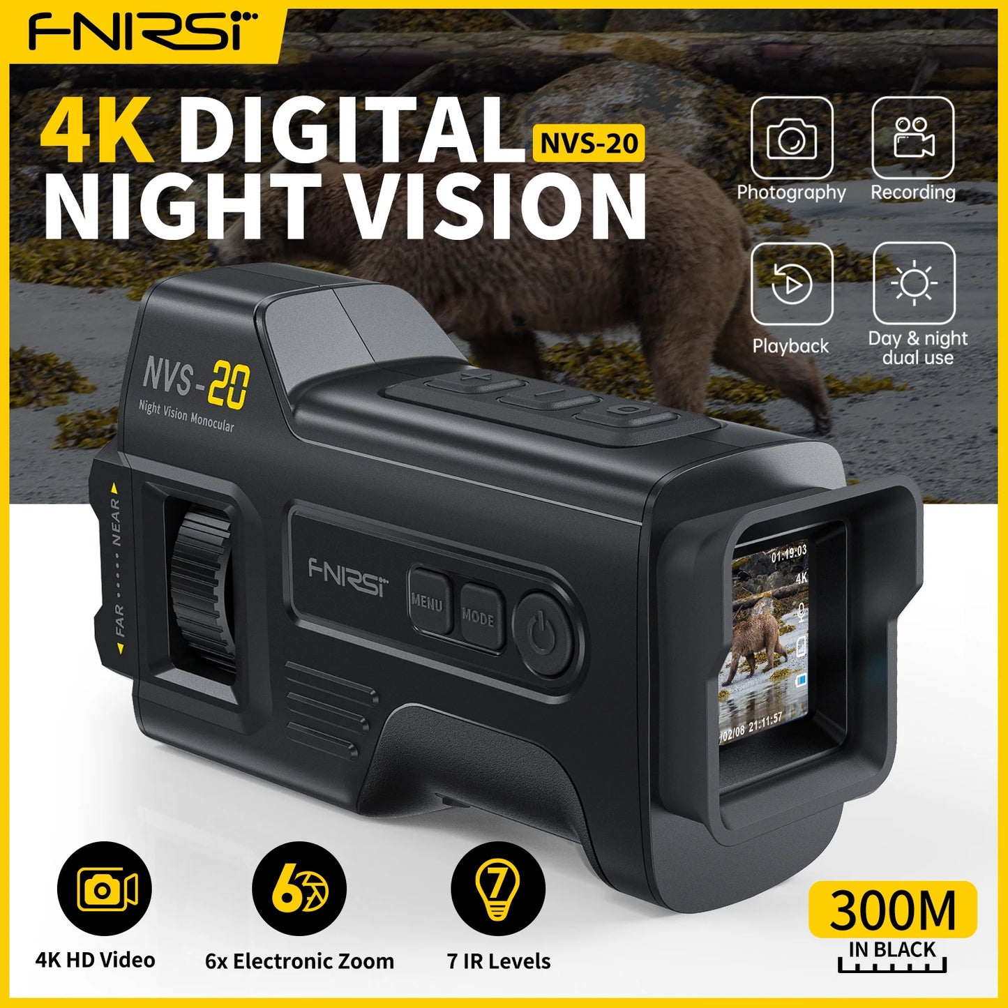 FNIRSI NVS20 4K Night Vision Monocular With 6x Zoom