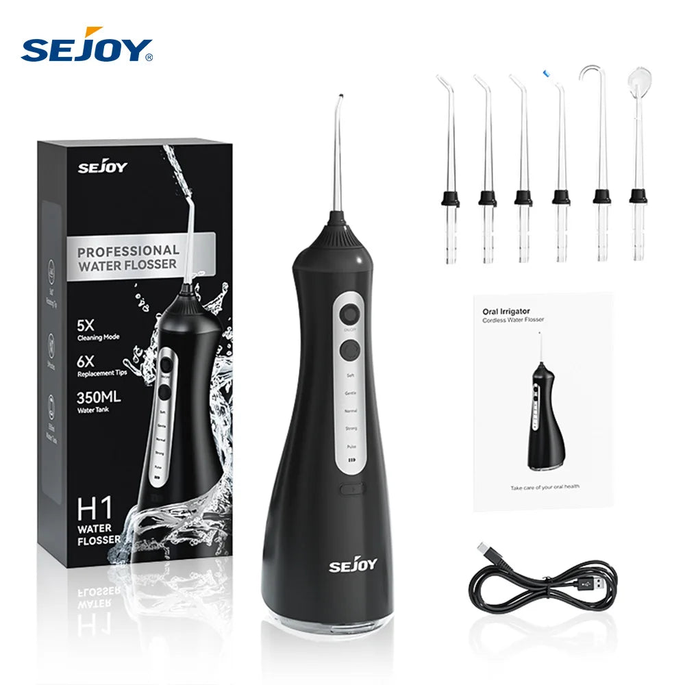Sejoy Electric Oral Irrigator IPX7 Cordless Water Flosser With 6 Modes