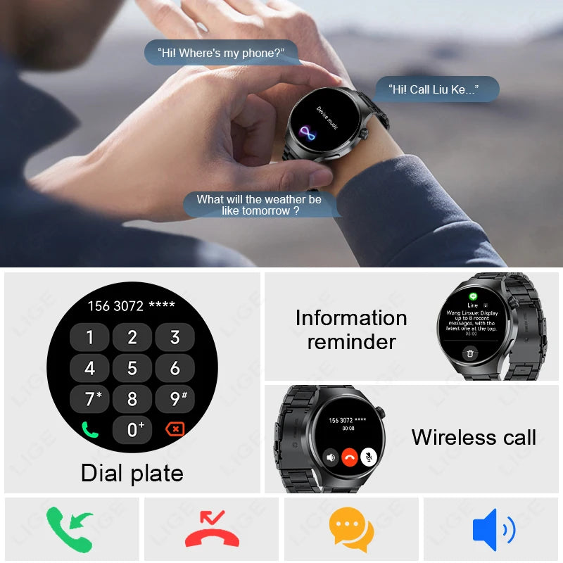 LIGE NFC Smartwatch For Men With GPS And Bluetooth Call