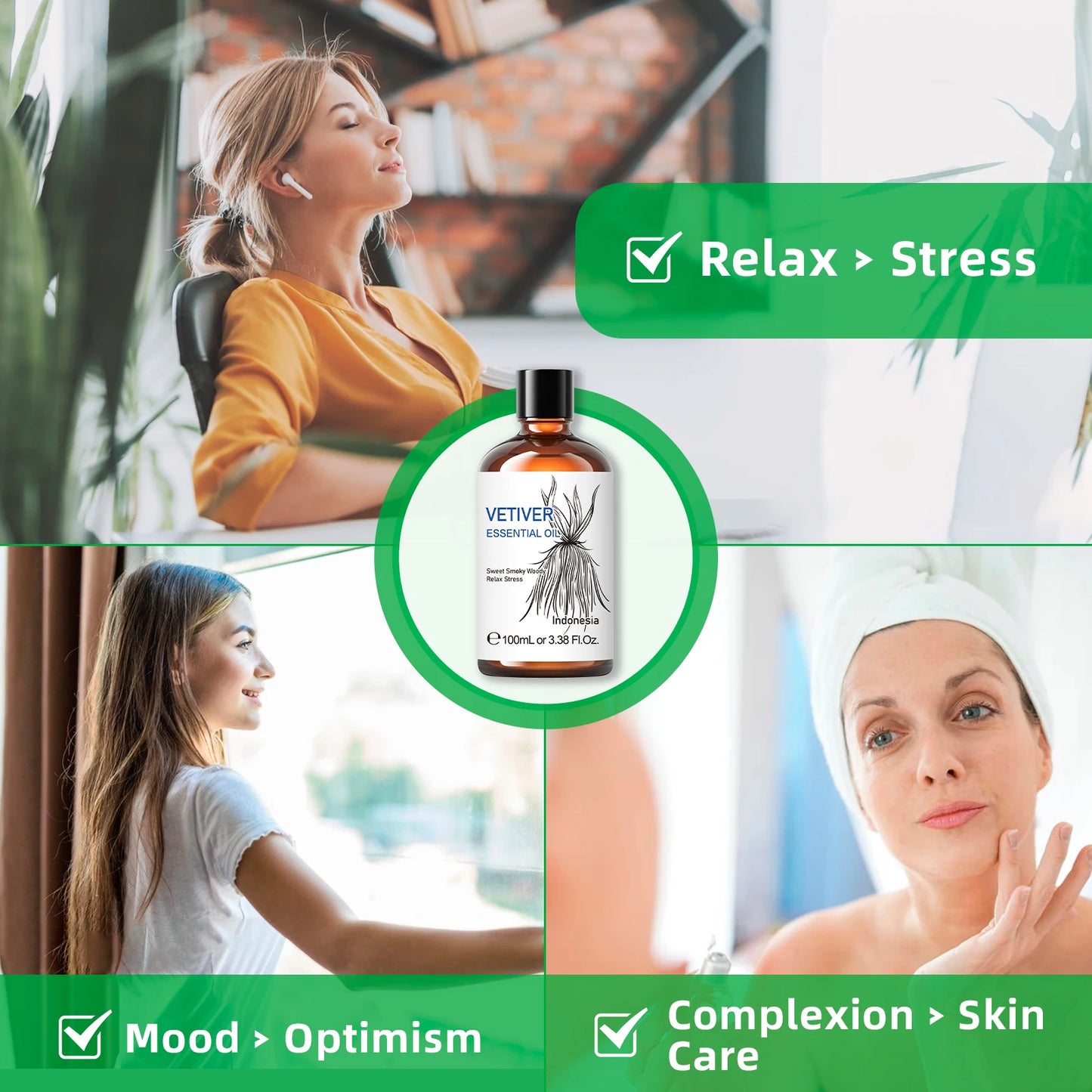 HIQILI Vetiver Essential Oil Pure Steam Distilled For Aromatherapy