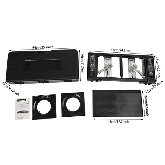 2-Burner Portable Camping Stove Kit With Baking Pan And Case