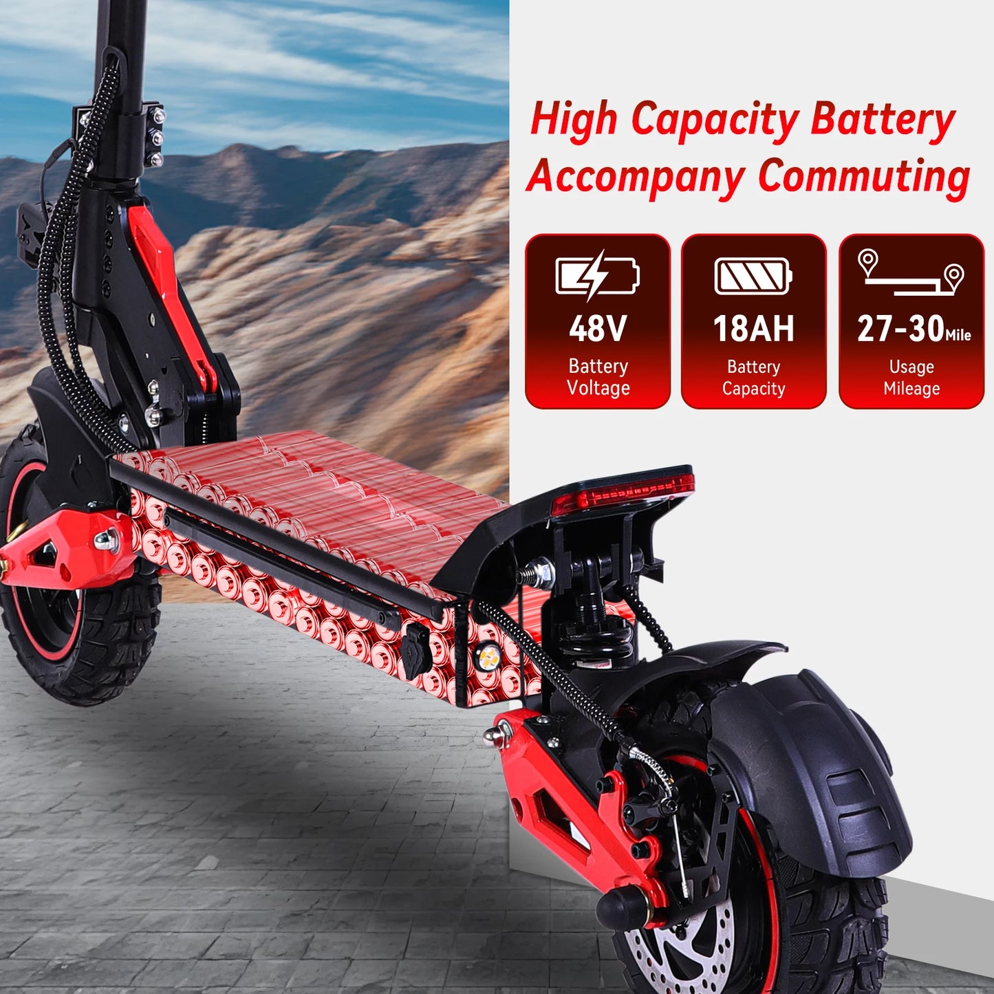 J15 Electric Scooter 1600W Off Road Tires 48V Battery