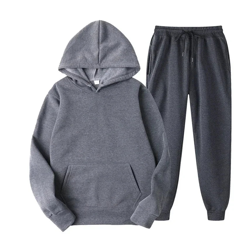 NONECN Velvet Warm Hoodie Jogger Set