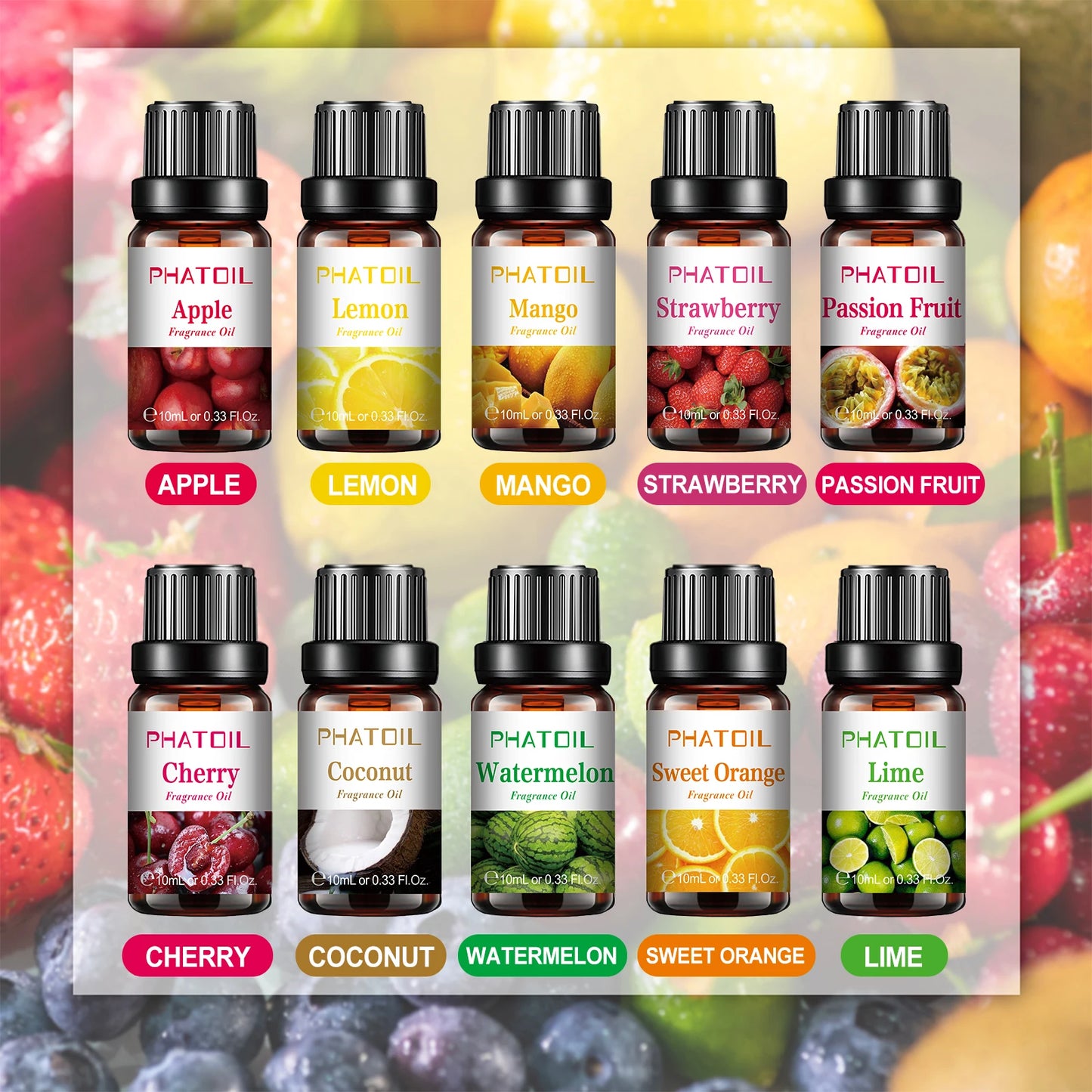 PHATOIL Fruit Fragrance Essential Oils Gift Set With Assorted Flavors
