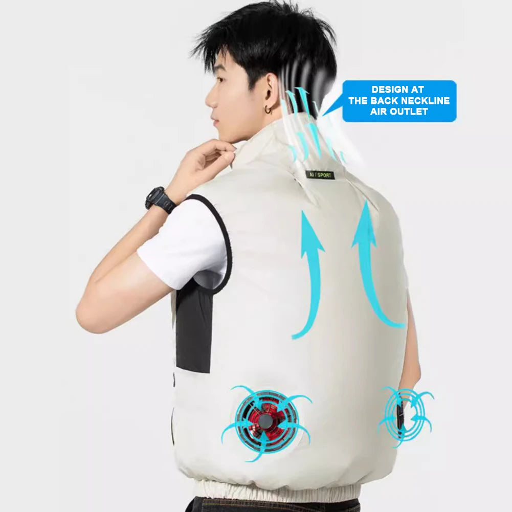 Cooling Vest Ice Fan Wearable Air Conditioner 3 Gears Breathable
