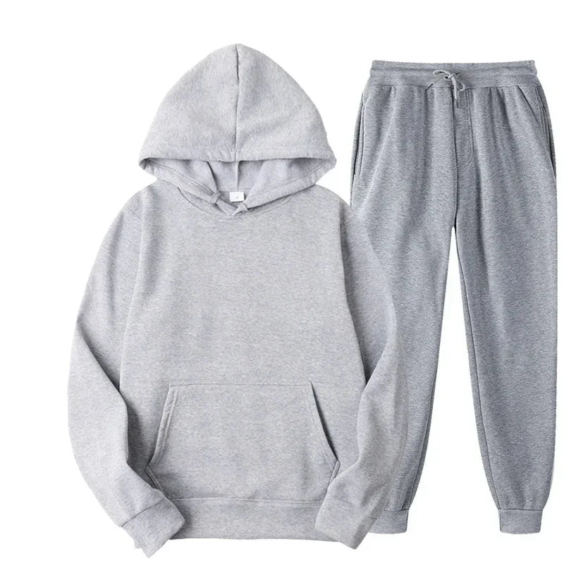NONECN Velvet Warm Hoodie Jogger Set