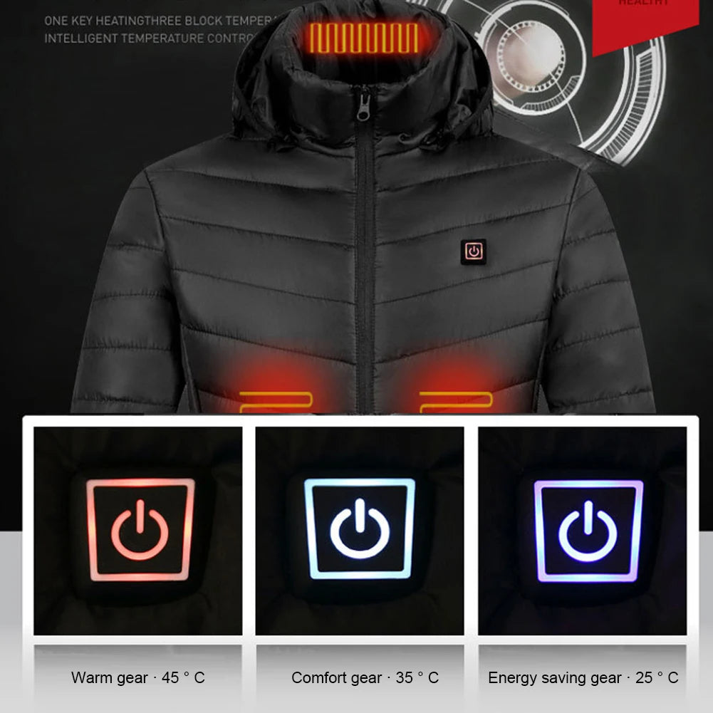 Laimaneicn Electric Hooded Jacket Thermal Winter Waterproof Windproof