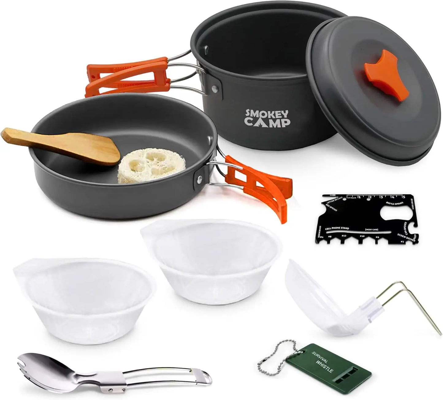 Portab Camping Cookware Mess Kit With Stove Nonstick