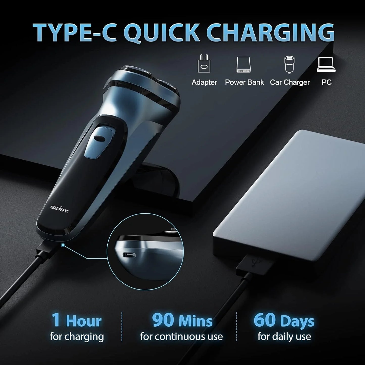 Sejoy Electric Razor for Men Rechargeable Shaving Machine