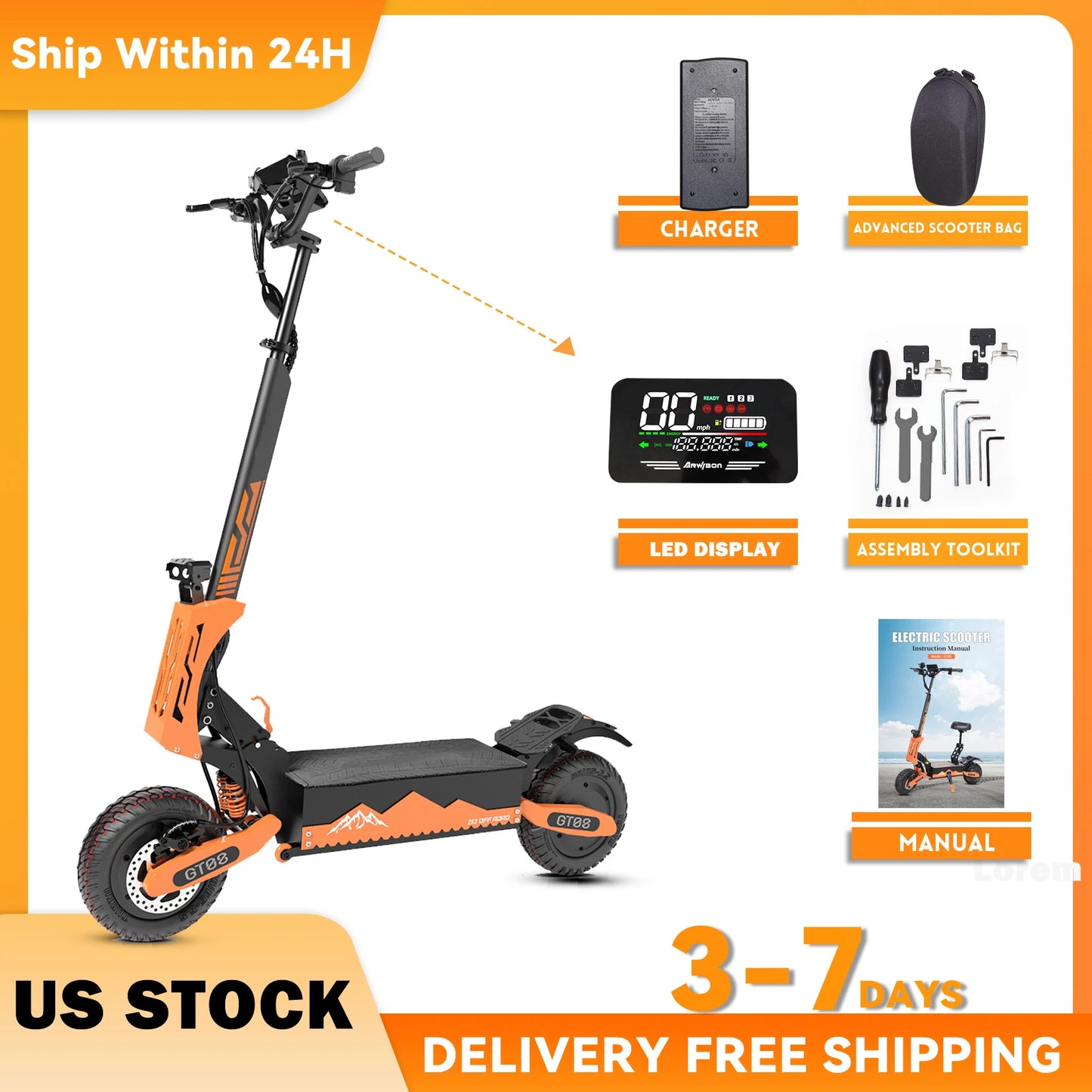 Arwibon 5600W Dual Motor Electric Scooter Top Speed 46MPH