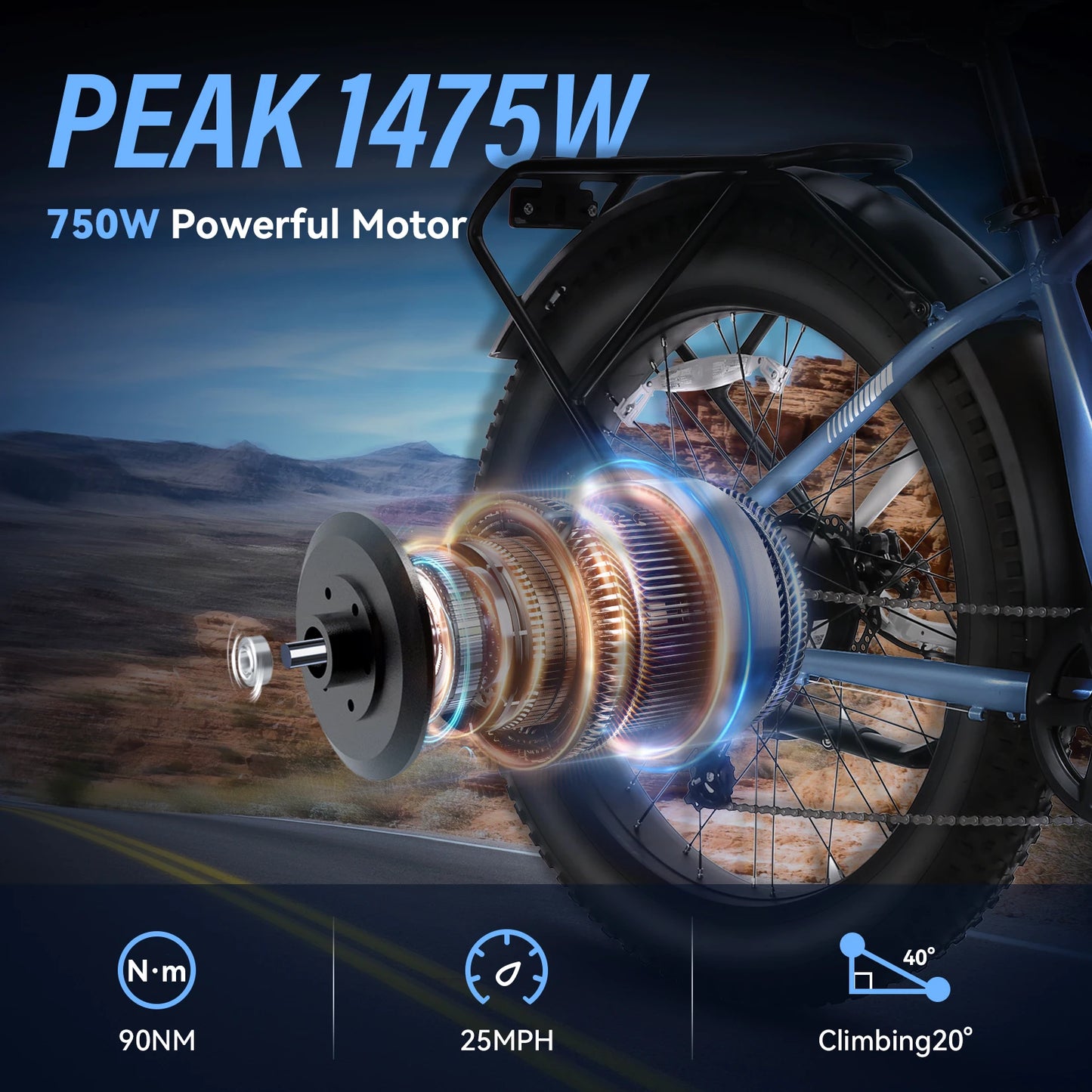 AMAK00036 Fat Tire Electric Bike 1500W Ebike for Adults