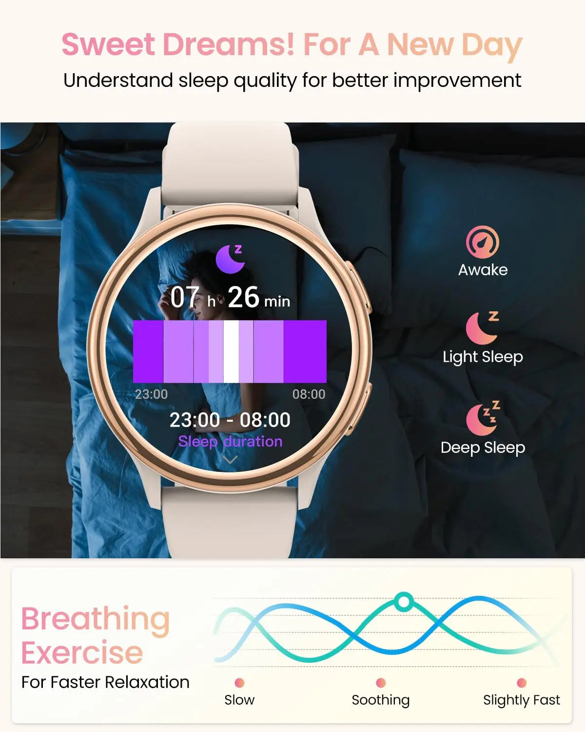 AnyloopCa Smartwatch for Women 400 Watch Faces Health iPhone Android