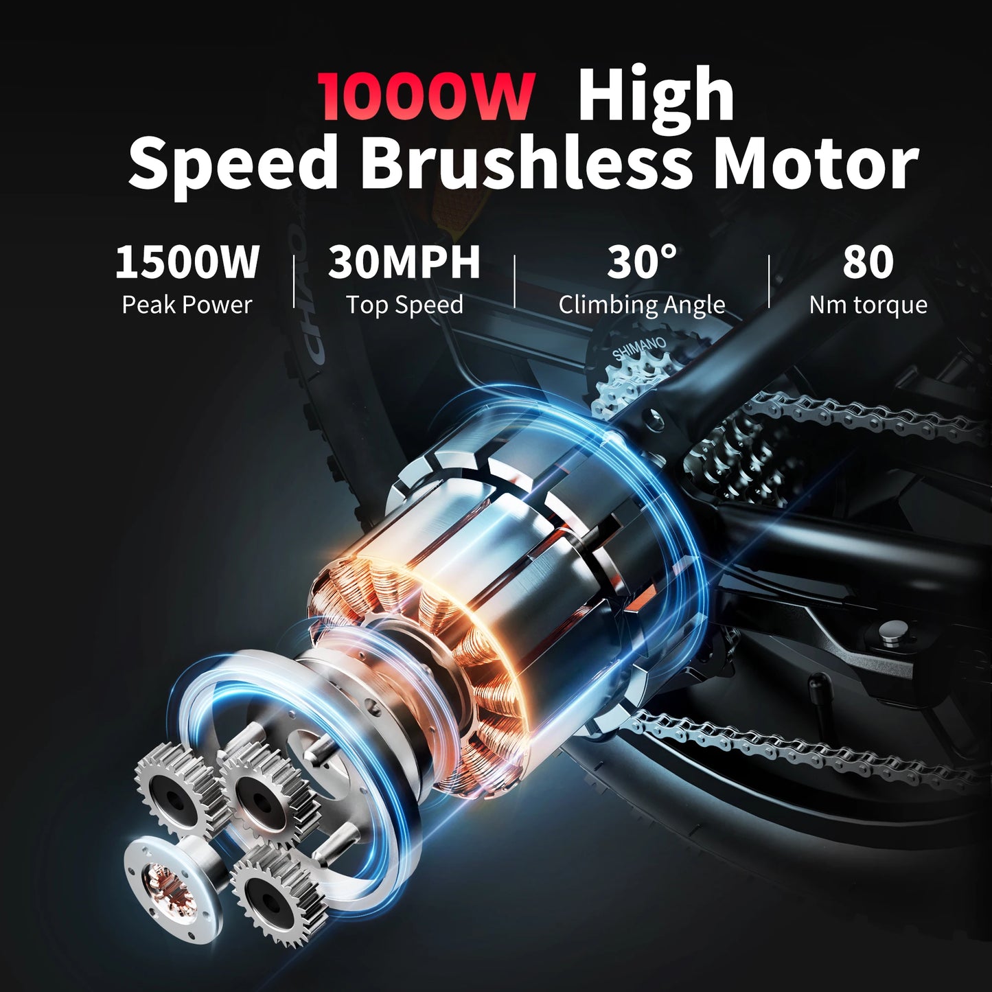 AMYET V9-G60 Electric Bike 1000W 48V Ebike For Men Elite