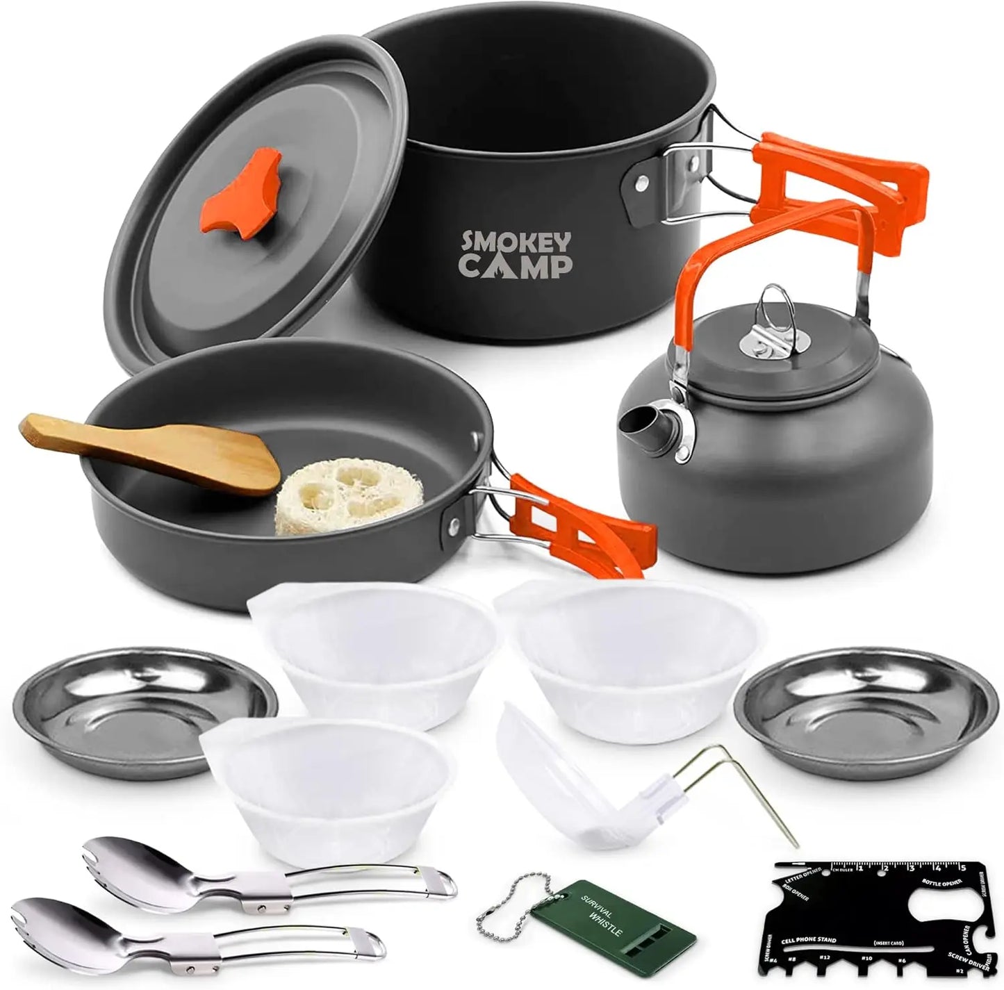 Portab Camping Cookware Mess Kit With Stove Nonstick