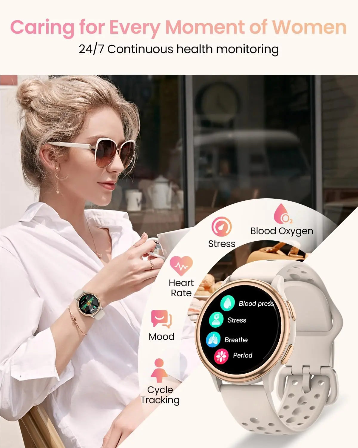 AnyloopCa Smartwatch for Women 400 Watch Faces Health iPhone Android