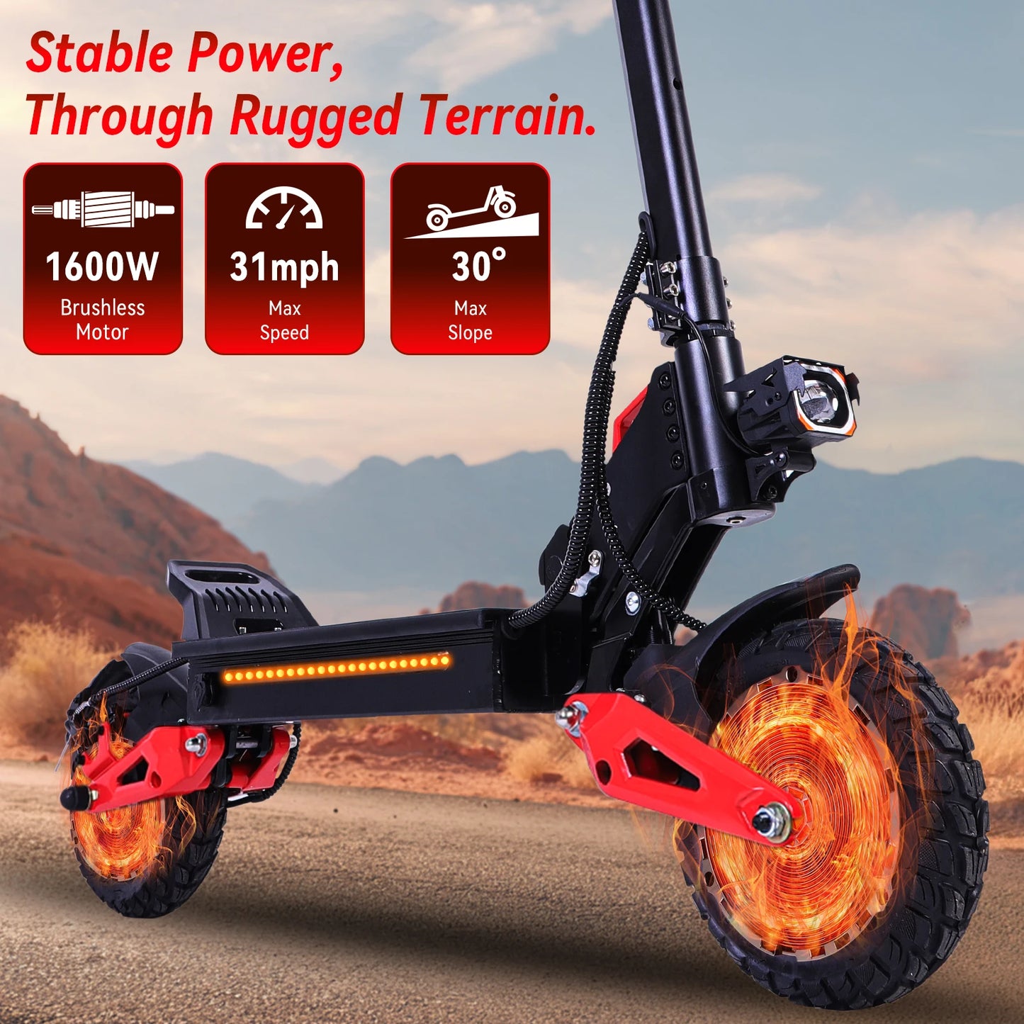 J15 Electric Scooter 1600W Off Road Tires 48V Battery