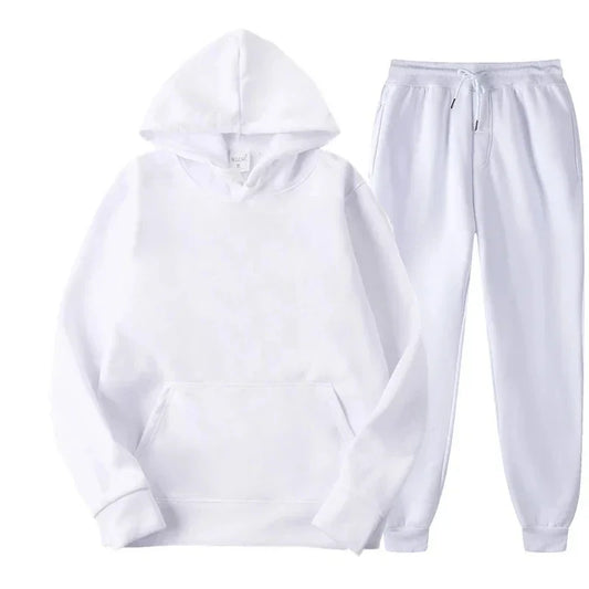 NONECN Velvet Warm Hoodie Jogger Set